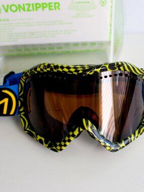 VonZipper Bushwick Snow Goggles Neon Pattern Blue Strap
